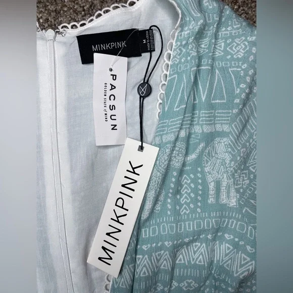 NWT MINKPINK Low V Cut Romper Zipper Back Elephant Pattern - Picture 9 of 14